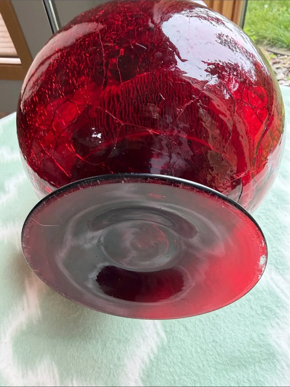Red Crackled Glass Decorative Vase or Candle Holder - Home Accents